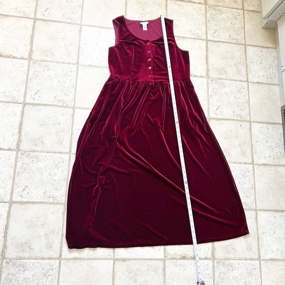 The Vermont Country Store Burgundy Sleeveless Dress Holiday Dress with Pockets - Picture 8 of 9